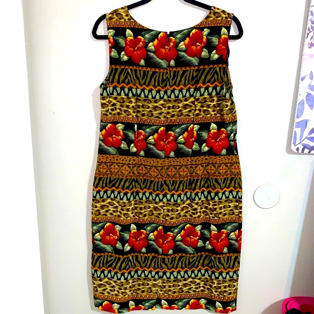 Kathie Lee Vintage dress midi dress floral safari size 12